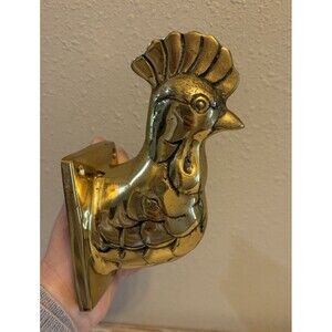 Vintage Brass Rooster Wall Towel or Apron Hook Country Decor Made in Korea